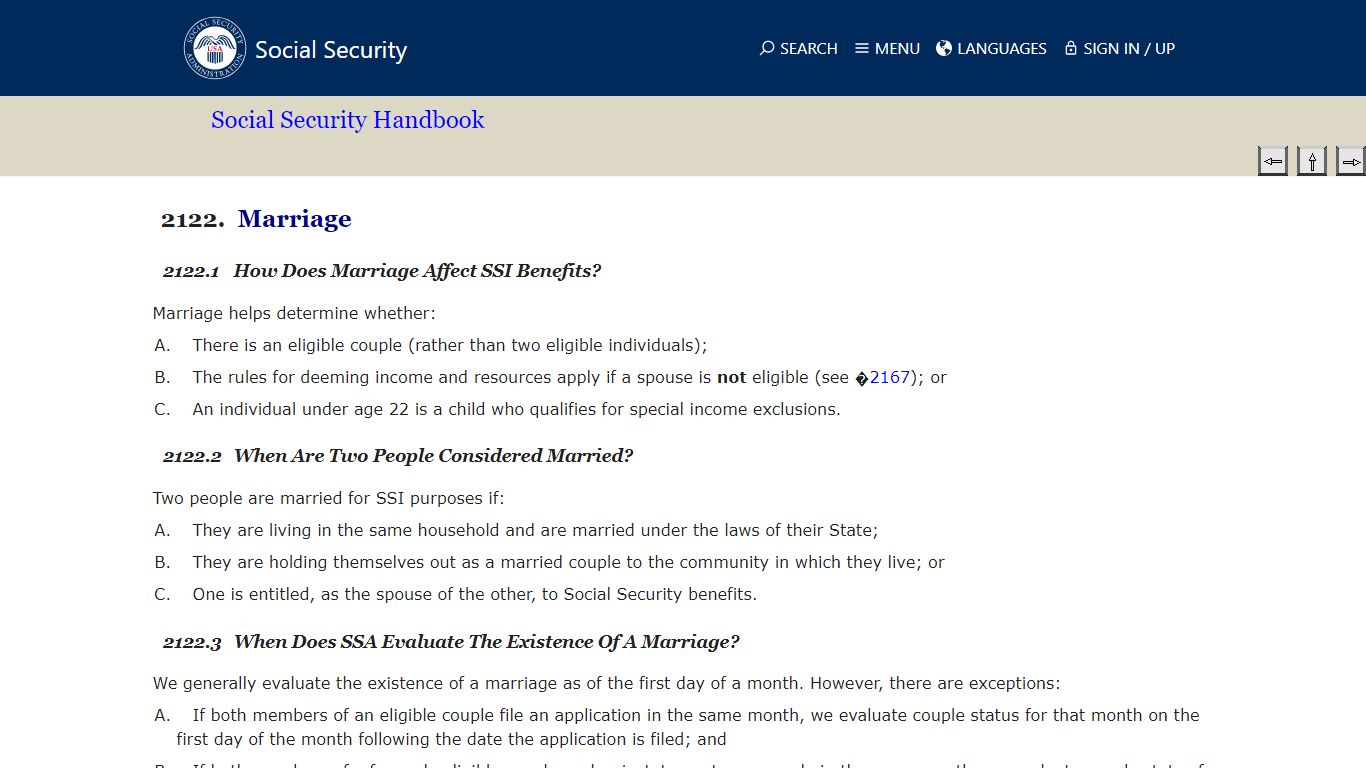 SSA Handbook § 2122 - Social Security Administration